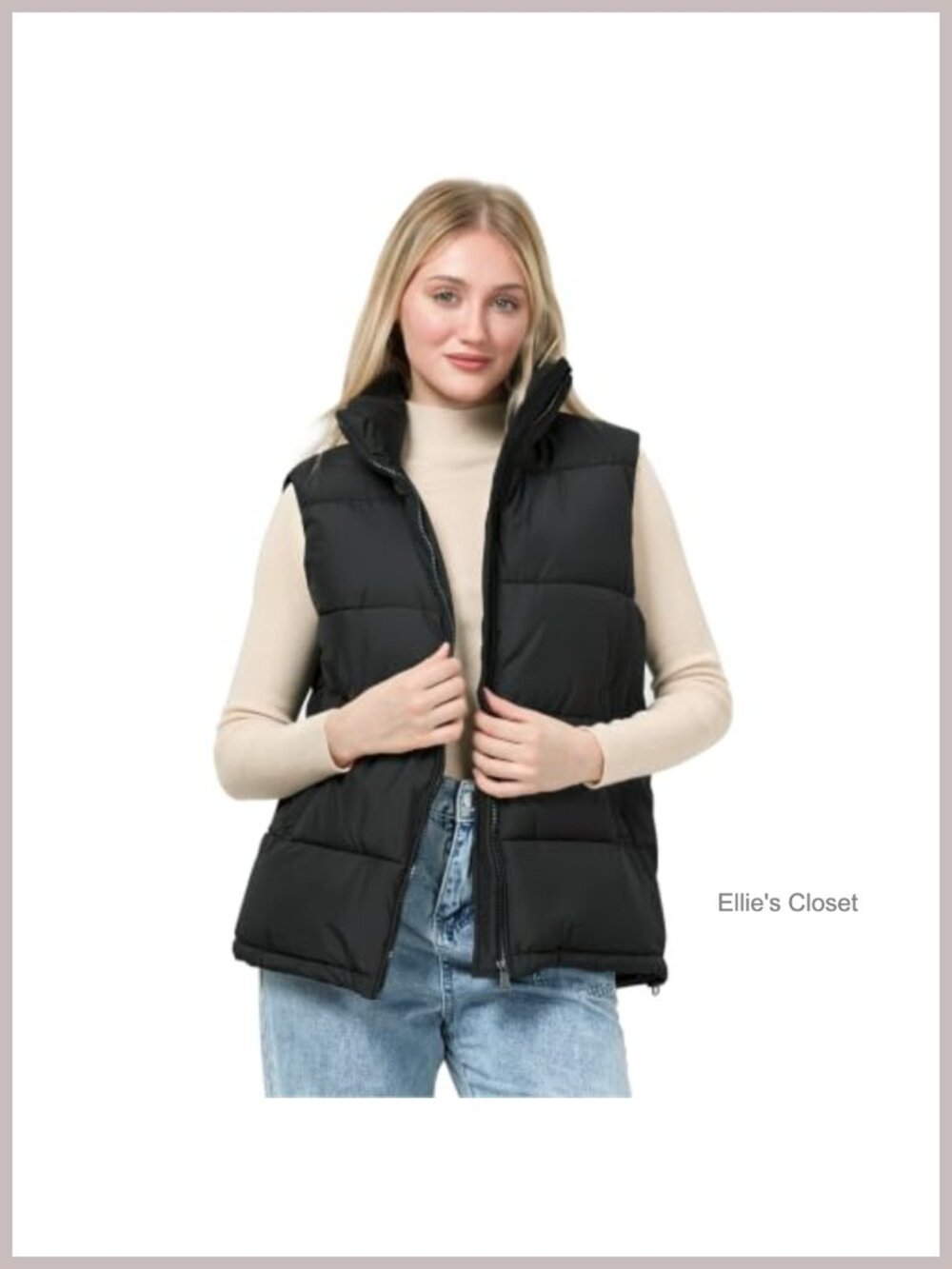 Women's Quilted Puffer Vest Stand Collar Lightweight Zip Up Outwear Vest